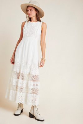 anthropologie white eyelet dress