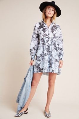 anthropologie embroidered shirt dress