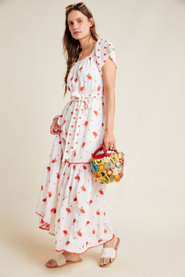 anthropologie white embroidered dress