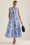 Thumbnail View 3: Von Anthropologie Ärmellos Popeline Gerafftes Midi Kleid