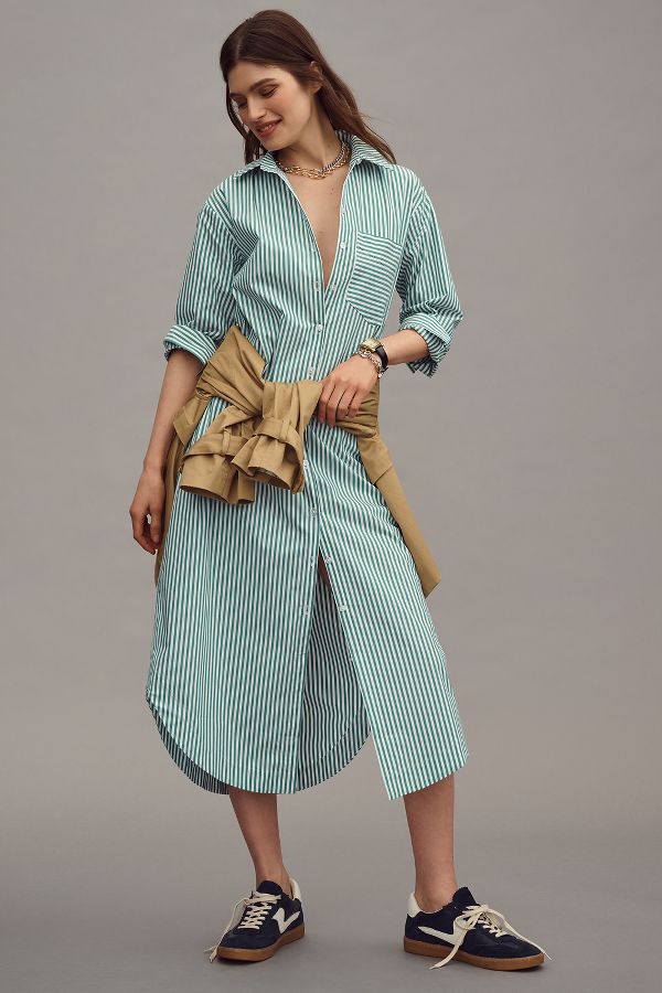 Slide View: 1: The Soren Long-Sleeve Shirt Dress by Maeve