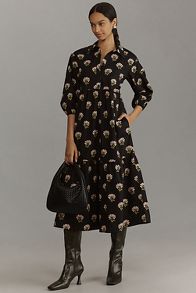 Slide View: 1: The Bettina Tiered Midi Shirt Dress by Maeve