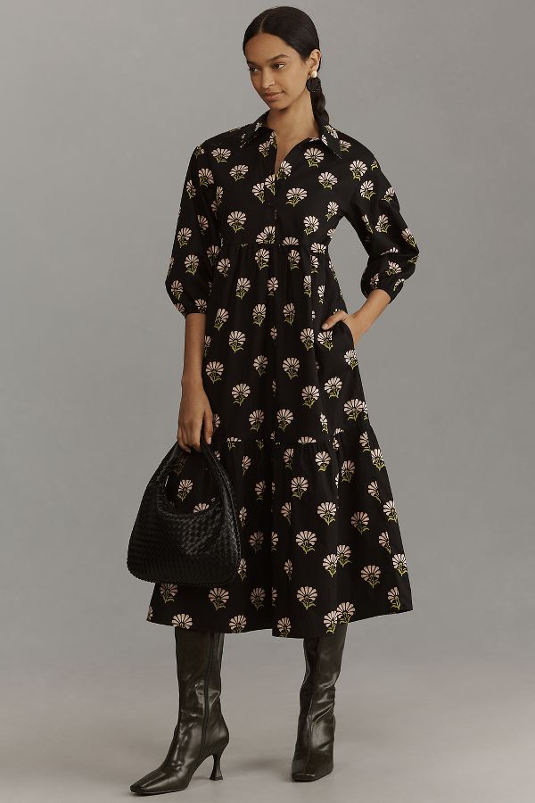 Vista diapositiva: 1: The Bettina Tiered Midi Shirt Dress by Maeve