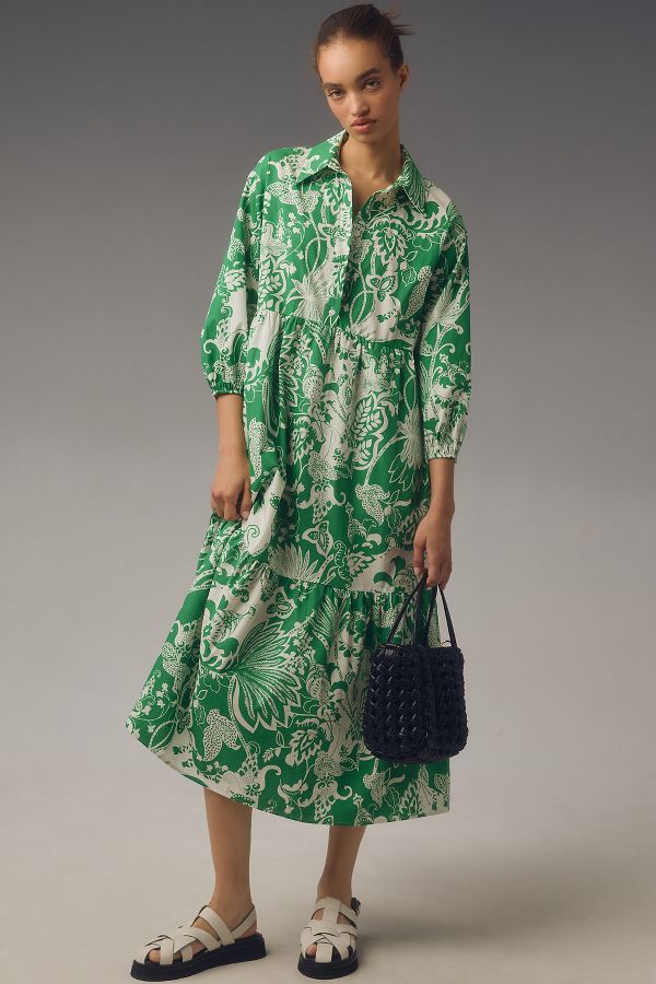 Slide View: 3: The Bettina Tiered Shirt Dress by Maeve