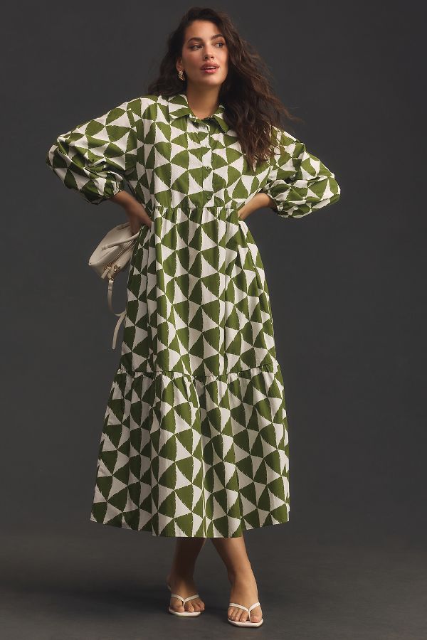 Slide View: 6: The Bettina Tiered Shirt Dress by Maeve