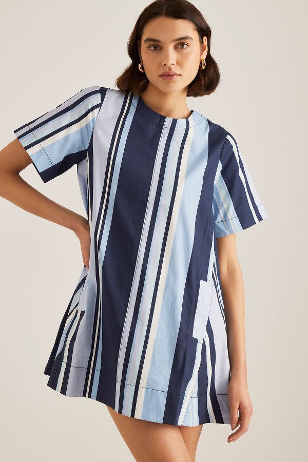 Slide View: 4: Maeve Short-Sleeve Crew-Neck Swing Mini Dress