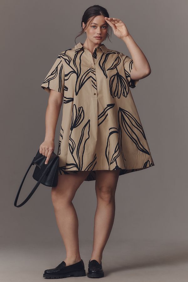 Slide View: 1: The Pollie Short-Sleeve Swing Tunic Mini Dress