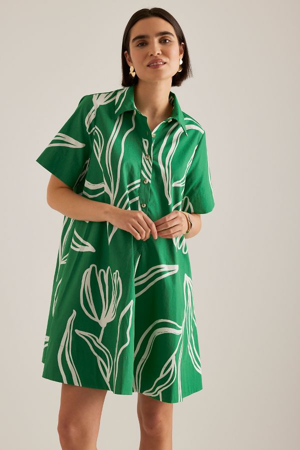 Slide View: 1: By Anthropologie Short-Sleeve Swing Tunic Mini Dress