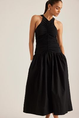 Robe Midi Anthropologie Deux-En-Un Licou Taille Basse