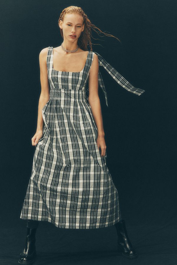 Slide View: 1: Maeve Square-Neck Tie-Strap Midi Dress