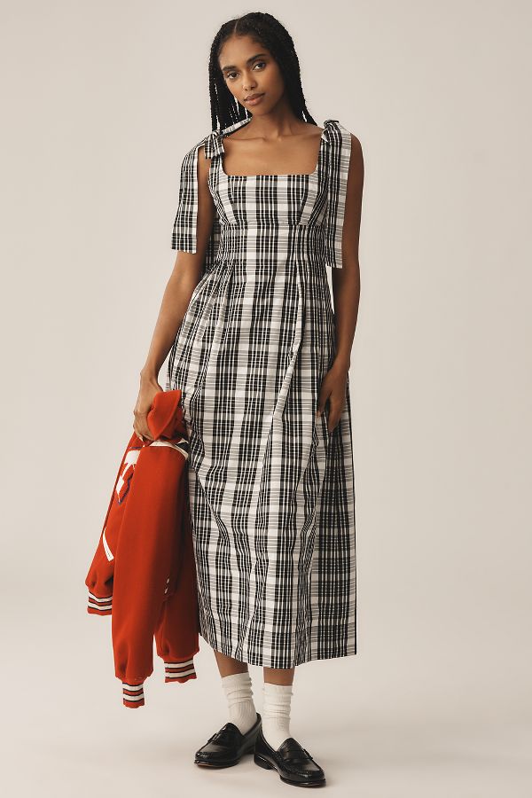 Slide View: 3: Maeve Square-Neck Tie-Strap Midi Dress