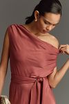 Thumbnail View 3: Maeve Asymmetrical Tie-Waist Satin Midi Dress