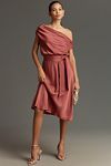 Thumbnail View 1: Maeve Asymmetrical Tie-Waist Satin Midi Dress