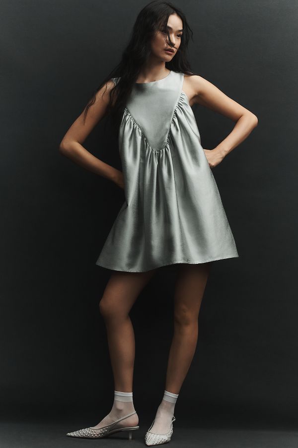 Slide View: 1: Mare Mare x Anthropologie Satin Mini Swing Dress