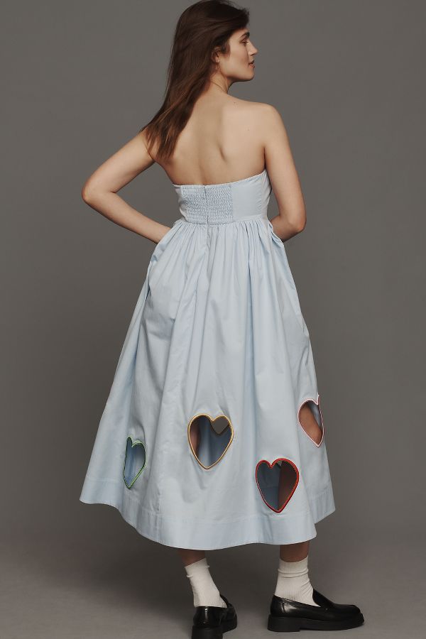 Slide View: 4: Mare Mare Strapless Cut-Out Hearts A-Line Midi Dress