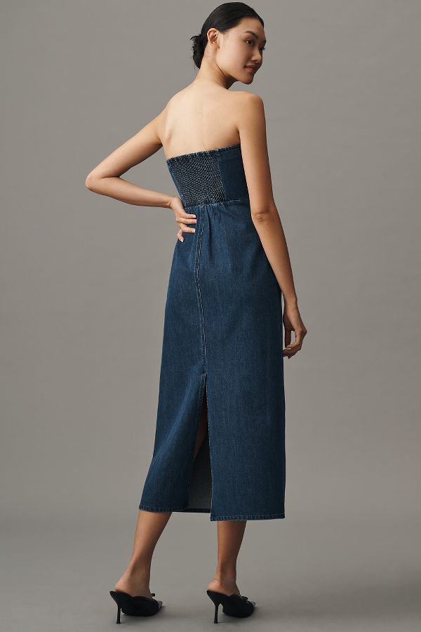 Slide View: 2: Mare Mare Strapless Buttondown Denim Dress