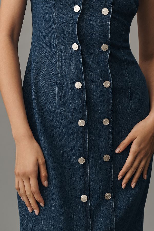 Slide View: 4: Mare Mare Strapless Buttondown Denim Dress