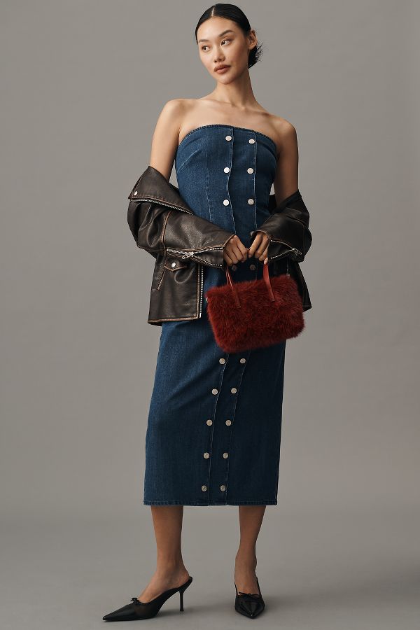 Slide View: 1: Mare Mare Strapless Buttondown Denim Dress