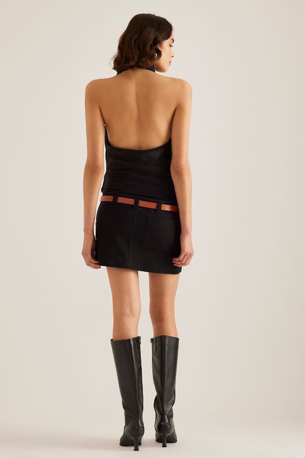 Slide View: 2: Maeve Cowl-Neck Belted Mini Dress