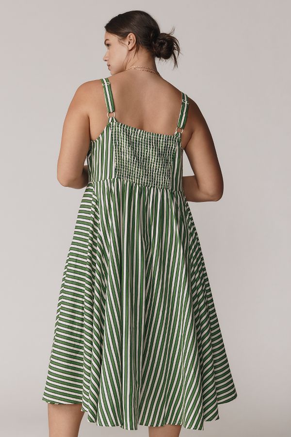 Slide View: 3: Universal Standard Plus Linen Blend Striped Midi Dress