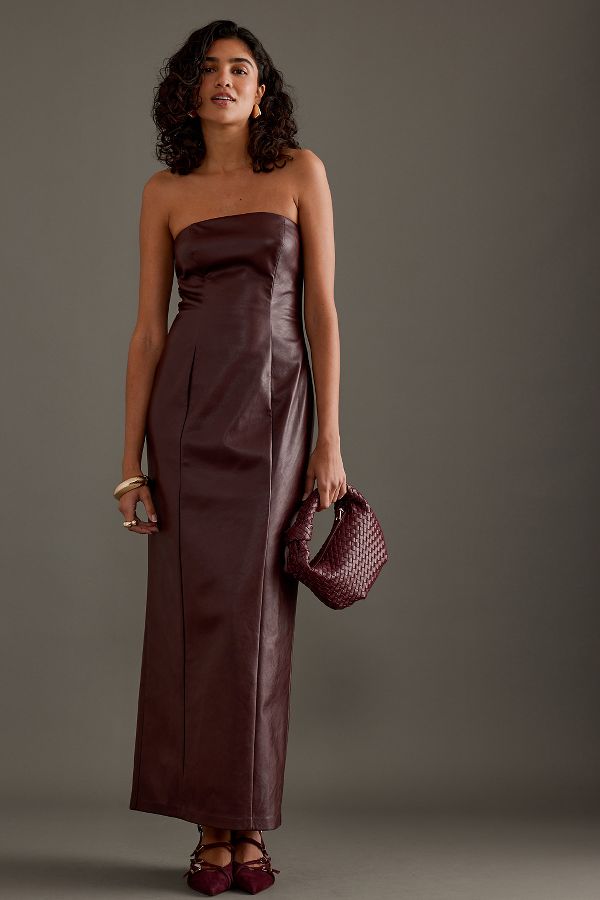 Slide View: 1: 4th & Reckless Karina Robe Bandeau Maxi en Simili-Cuir