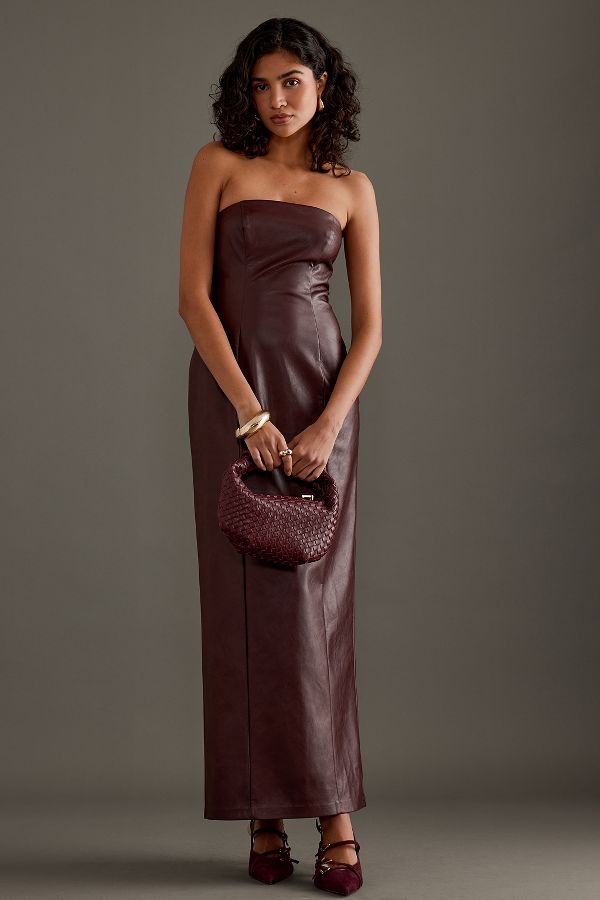 Slide View: 5: 4th & Reckless Karina Robe Bandeau Maxi en Simili-Cuir