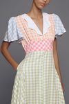 Visualizzazione miniature 3: Celia B Tabi Vestito Midi Gingham Manica Corta Scollo a V