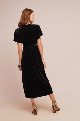 anthropologie red velvet dress