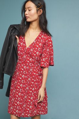 anthropologie red floral dress