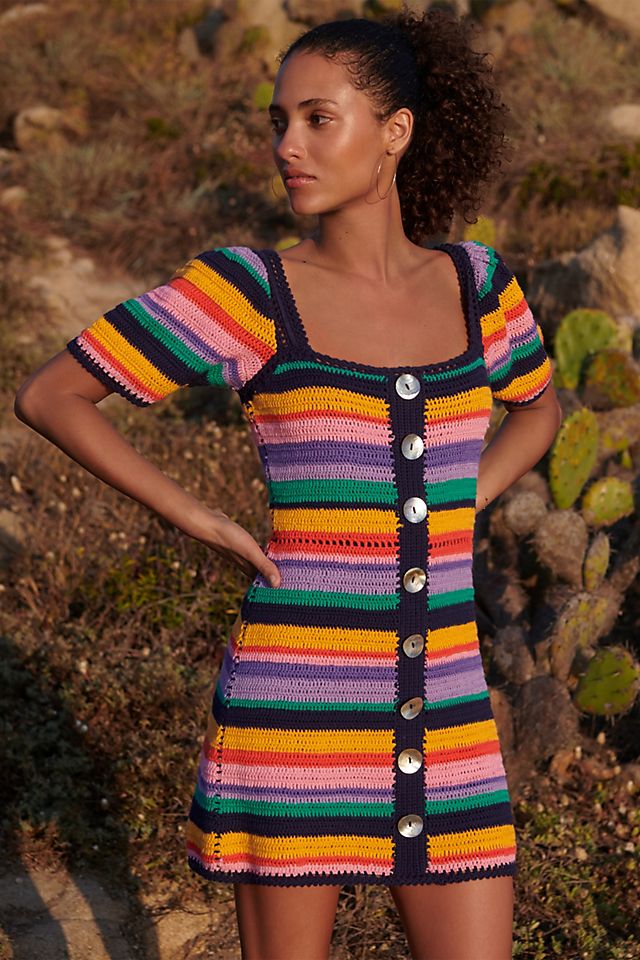 Farm Rio Renata Crochet Mini Dress | Anthropologie