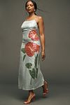 Thumbnail View 1: Farm Rio Sequin Blue Anthurium Flowers Midi Slip Dress