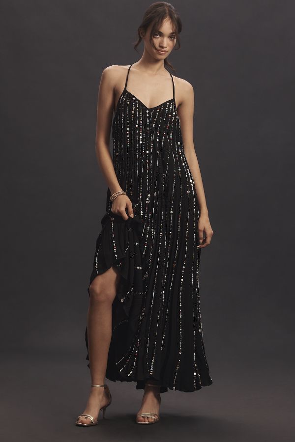 Slide View: 1: Farm Rio V-Neck Sequin Slip Dress