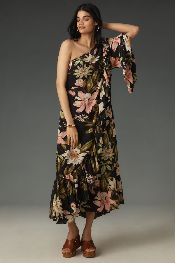 Slide View: 3: Farm Rio One-Shoulder Ruffle-Hem Dress