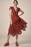 Thumbnail View 1: Farm Rio Red Butterfly Flutter-Sleeve Midi Dress