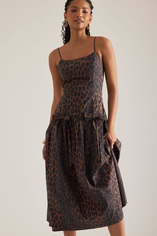 Vista de diapositivas: 1: Vestido Midi Leopardo Perséfone Damson Madder