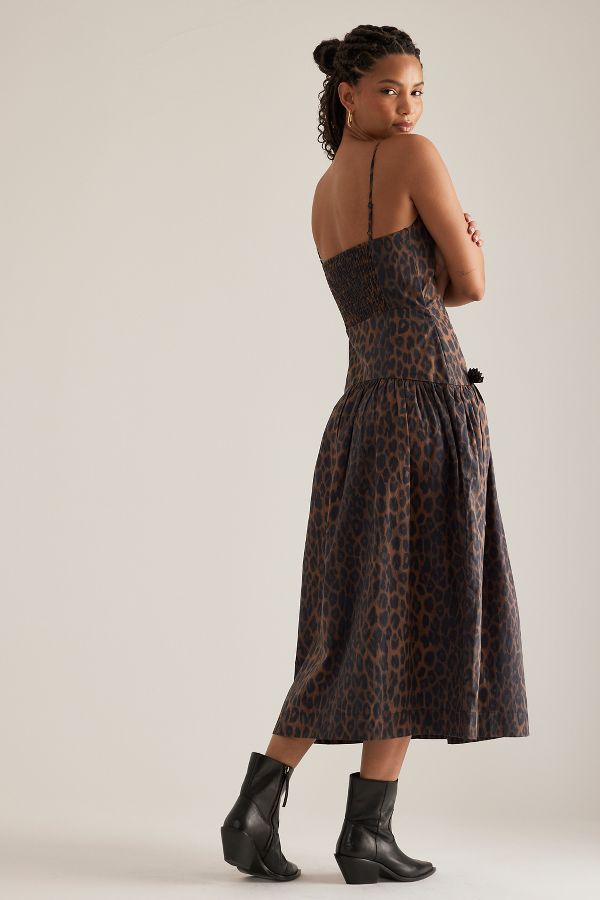 Vista de diapositivas: 2: Vestido Midi Leopardo Perséfone Damson Madder