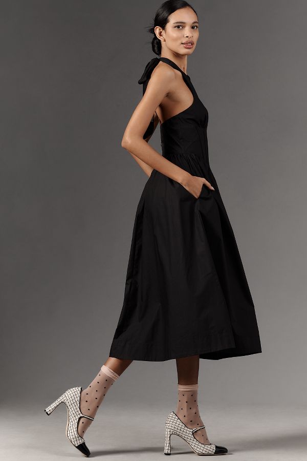 Slide View: 3: NIA Rio Halter Drop-Waist Midi Dress