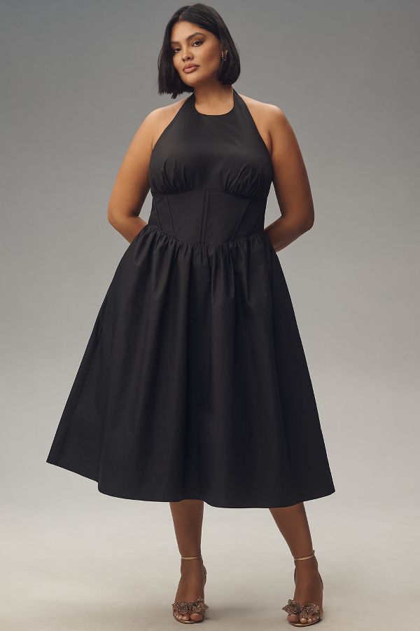 Slide View: 5: NIA Rio Halter Drop-Waist Midi Dress