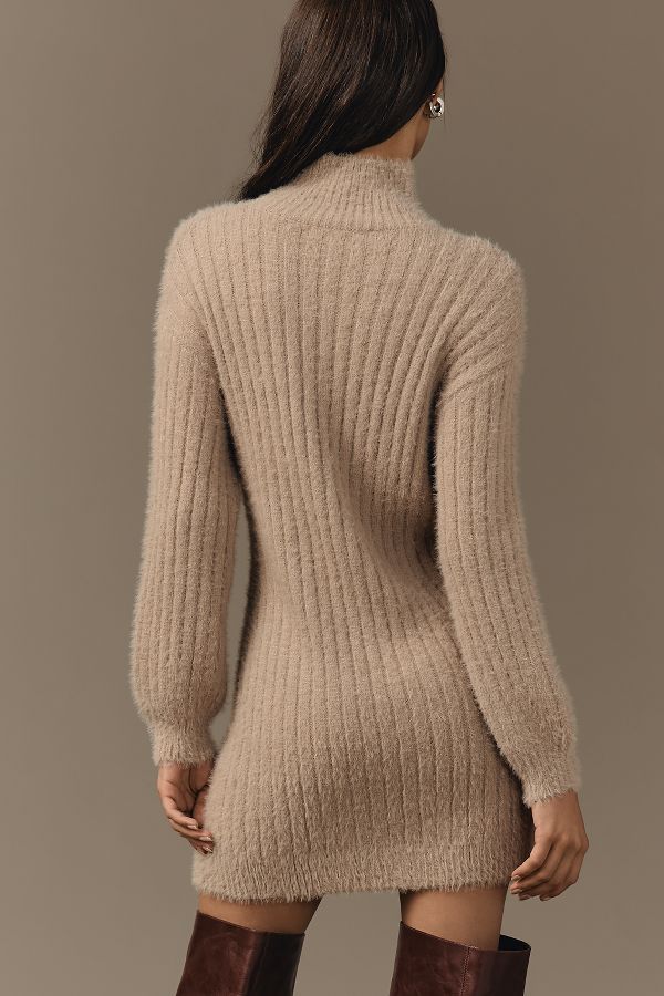 Slide View: 2: Flat White Turtleneck Sweater Dress