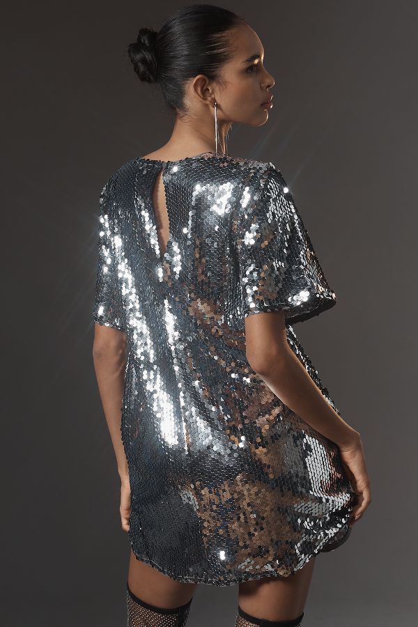 Vista de diapositivas: 3: Maeve Short-Sleeve Sequin Swing Mini Dress