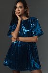 Thumbnail View 3: The Emmy Short-Sleeve Swing Mini Dress by Maeve: Sequin Edition