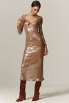 Thumbnail View 1: Bardot Verona Long-Sleeve Sequin Slim Midi Dress