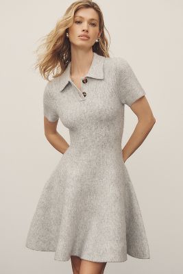 Bardot Collared Knit Mini Dress