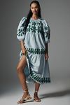 Thumbnail View 1: By Anthropologie Embroidered Puff-Sleeve Midi Dress