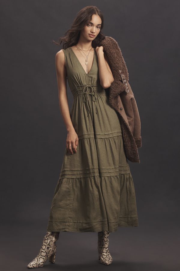 Slide View: 1: The Somerset Maxi Dress: Linen Ties Edition