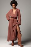 Thumbnail View 1: By Anthropologie Long-Sleeve Sheer Pleated Midi Dress