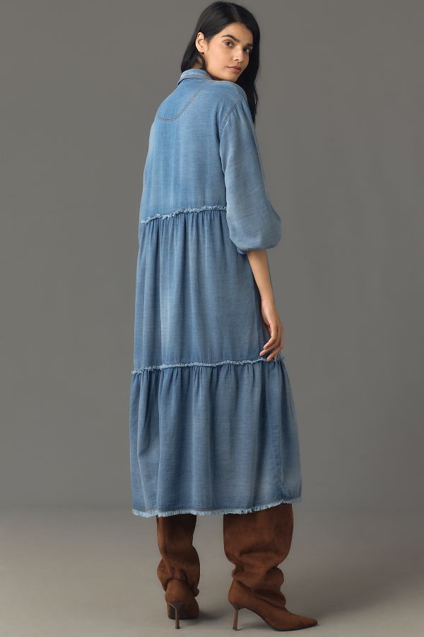 Slide View: 2: The Bettina Tiered Shirt Dress by Maeve: Denim Edition