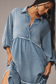 Slide View: 8: The Bettina Tiered Shirt Dress by Maeve: Denim Edition