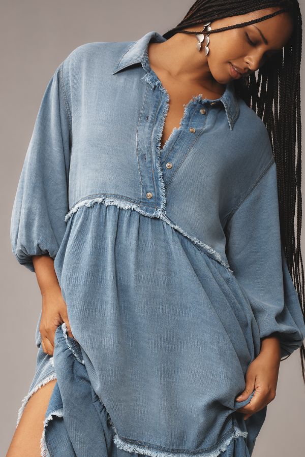 Slide View: 8: The Bettina Tiered Shirt Dress by Maeve: Denim Edition