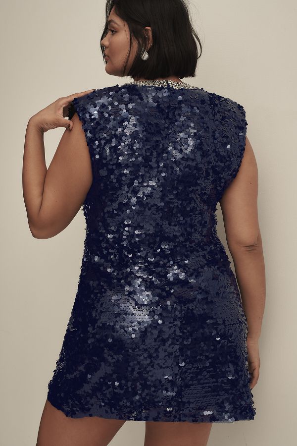 Slide View: 7: By Anthropologie Sleeveless V-Neck Sequin Mini Dress